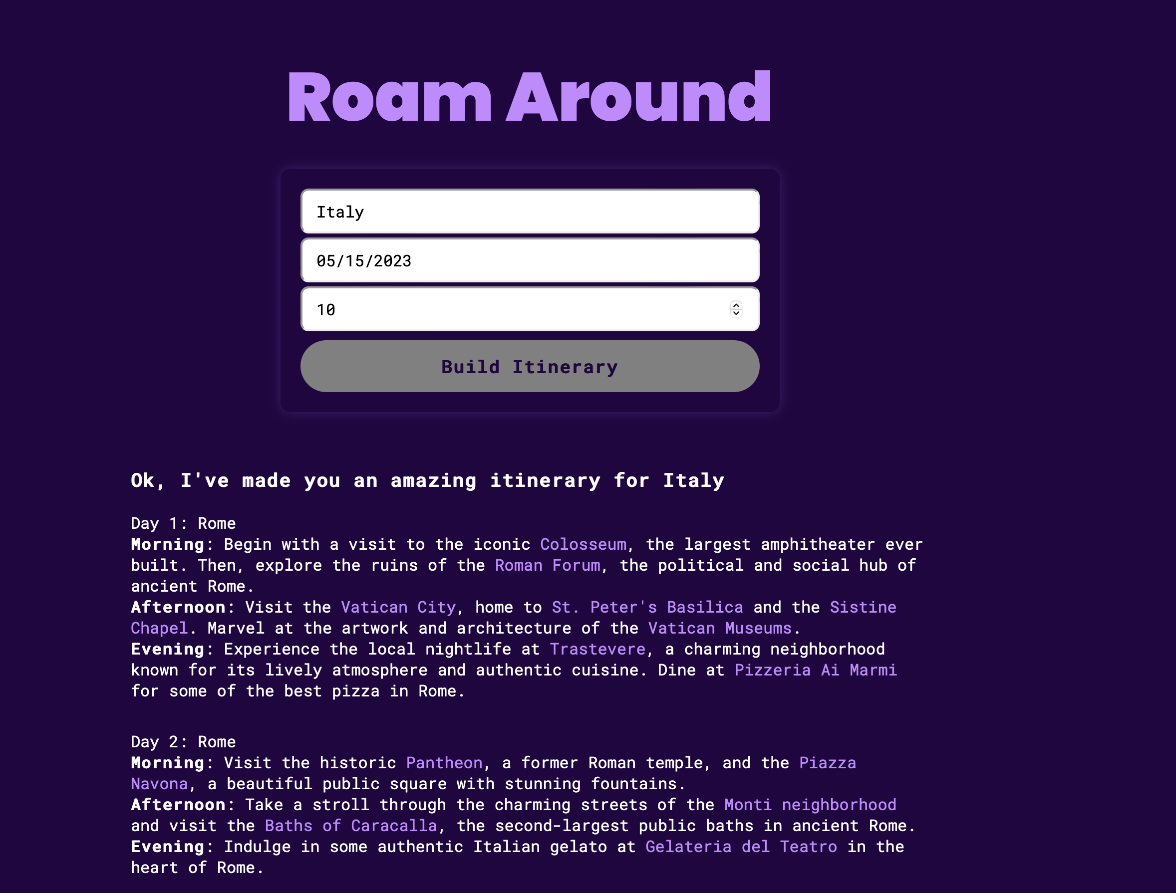 Roam Around Website